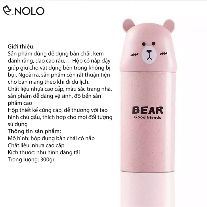Easy to carry bear's toothbrush, toothpaste, razor with dust cover