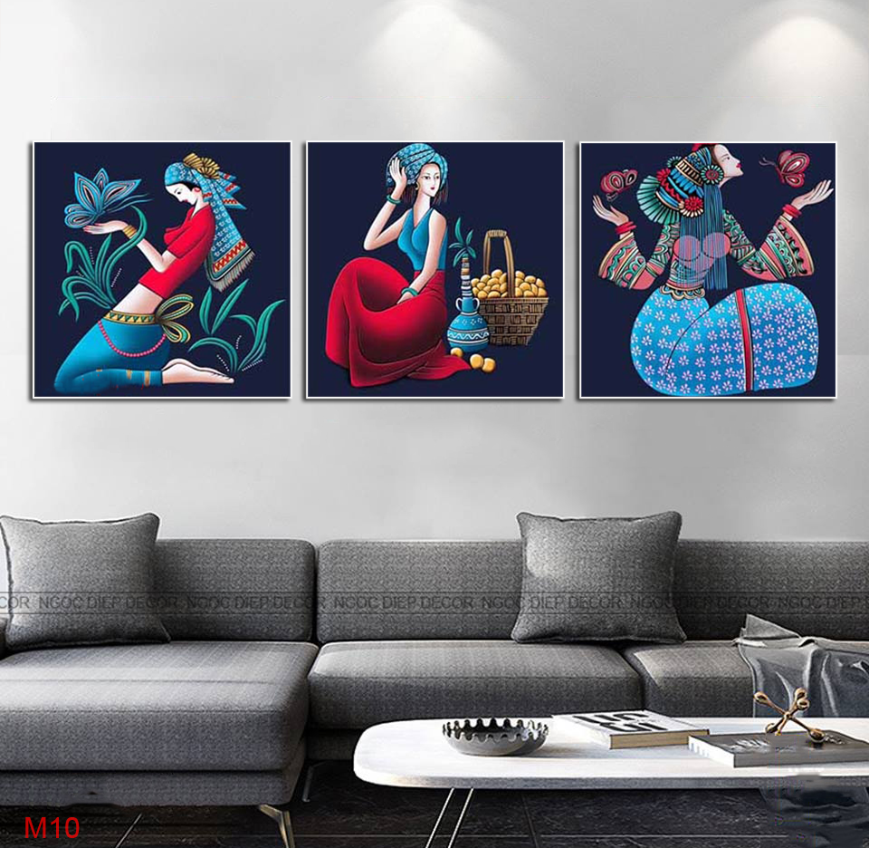 Tranh Dán Tường 3D Cô Gái Nghệ Thuật - Tranh décor phòng khách, phòng ngủ phong cách hiện đại