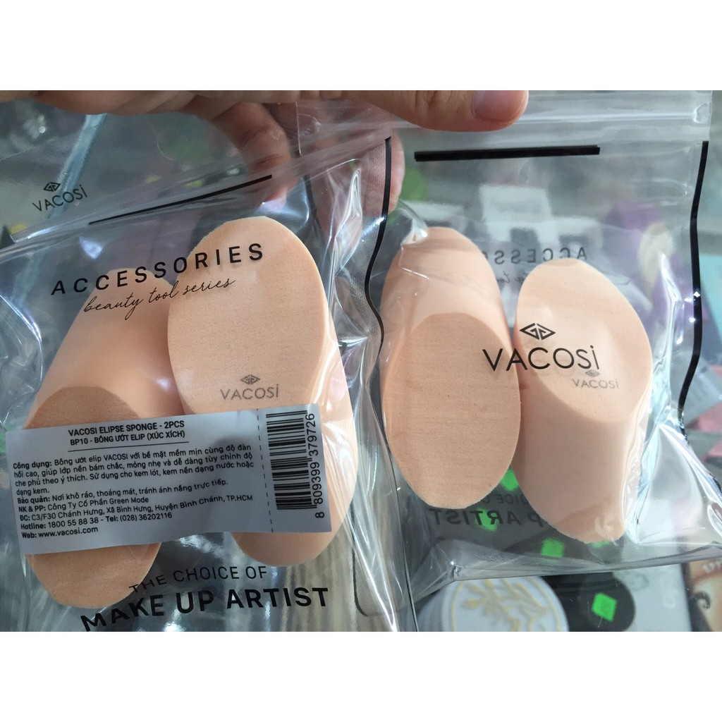 [HCM]Bông phấn ướt VACOSI ELIPSE SPONGE 2PCS - BP10 ( 2 cái )