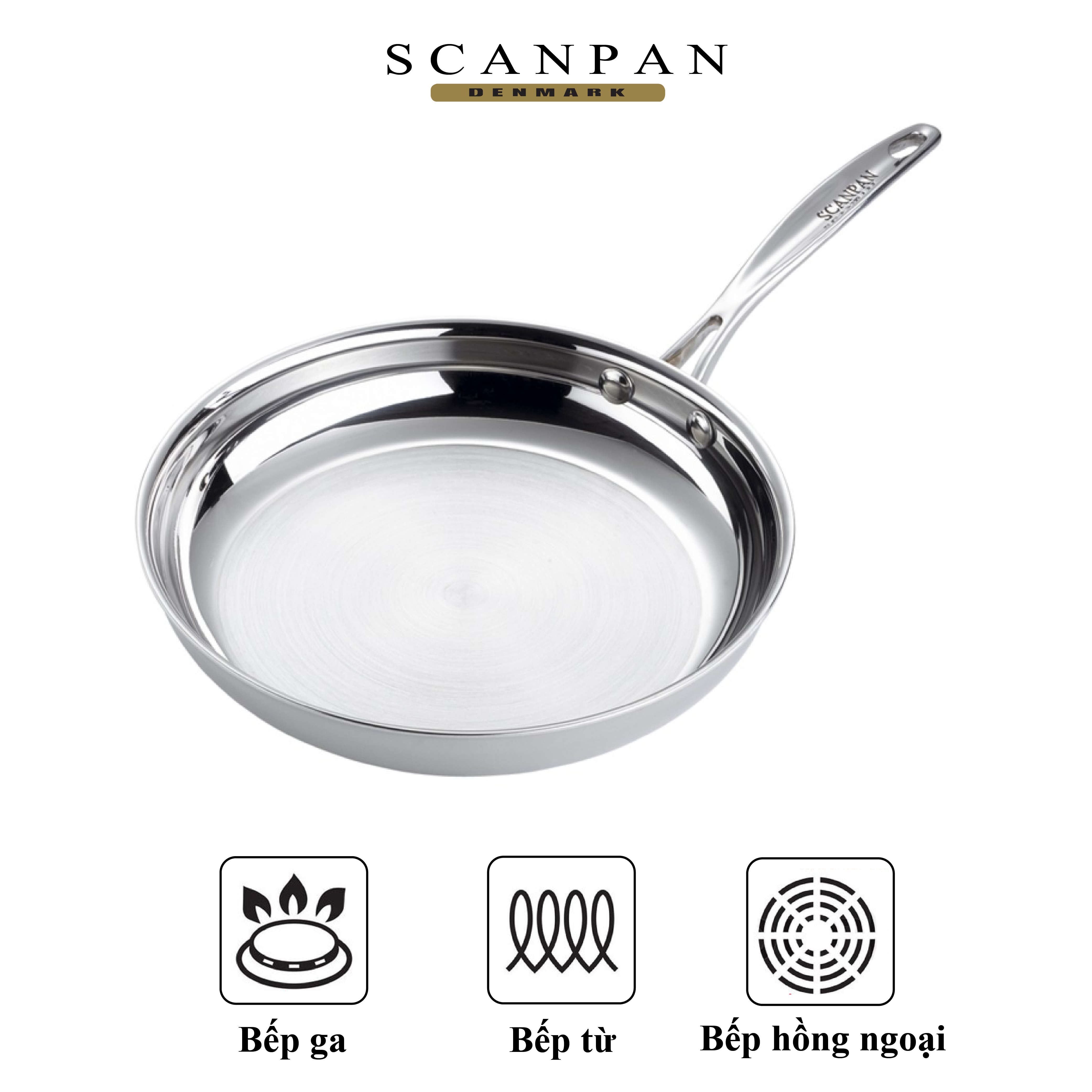 Chảo inox 3 lớp đáy từ Scanpan Impact 26cm 71002600, inox 18/10 cao cấp an toàn cho sức khỏe, dùng được máy rửa bát