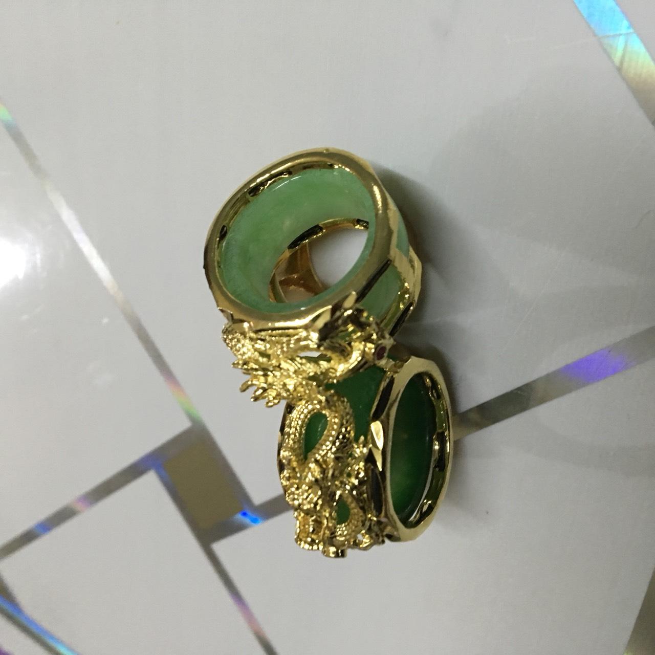 Nhẫn Ngọc Bích Rồng Vàng (xi vàng) Cao Cấp