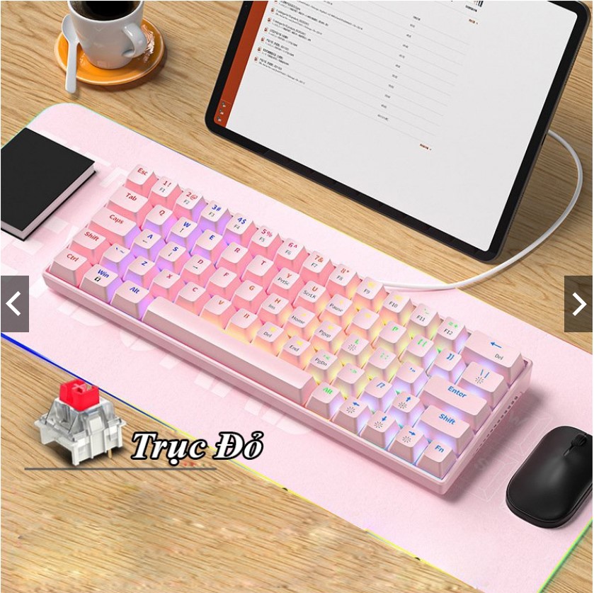 Bàn phím cơ KA6406 led RGB nhiều chế độ, red/blue switch nhỏ gọn tiện dụng sử dụng nhiều thiết bị