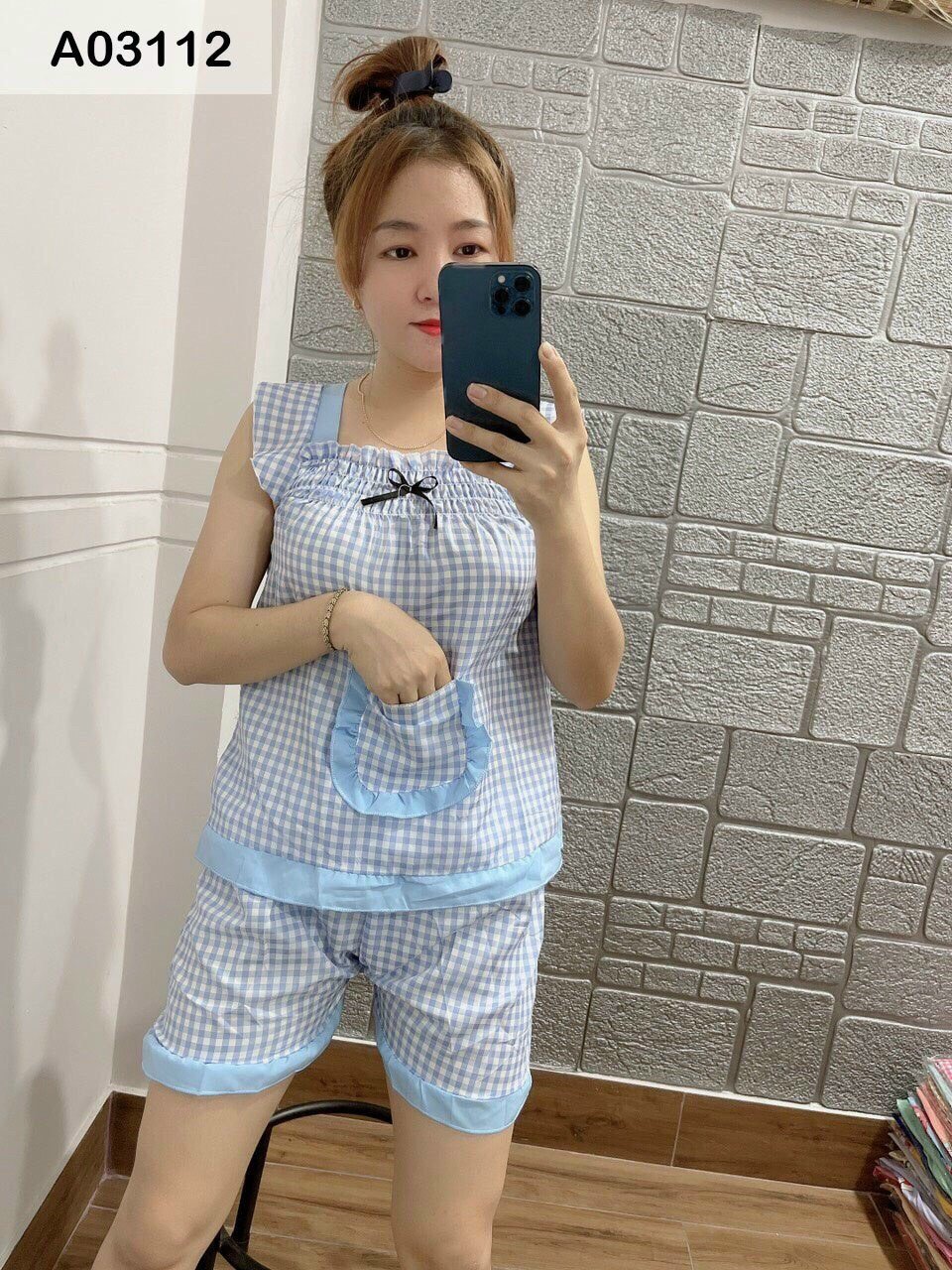 [HCM]Set Bộ Kate Lụa Phối Sọc Mặc Nhà Dễ Thương