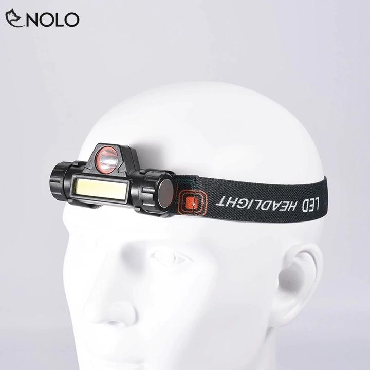 Đèn Pin Sạc Đội Đầu Coba 2in1 Cree XPE Q5 Kết Hợp Led COB Chống Nước Đi Mưa