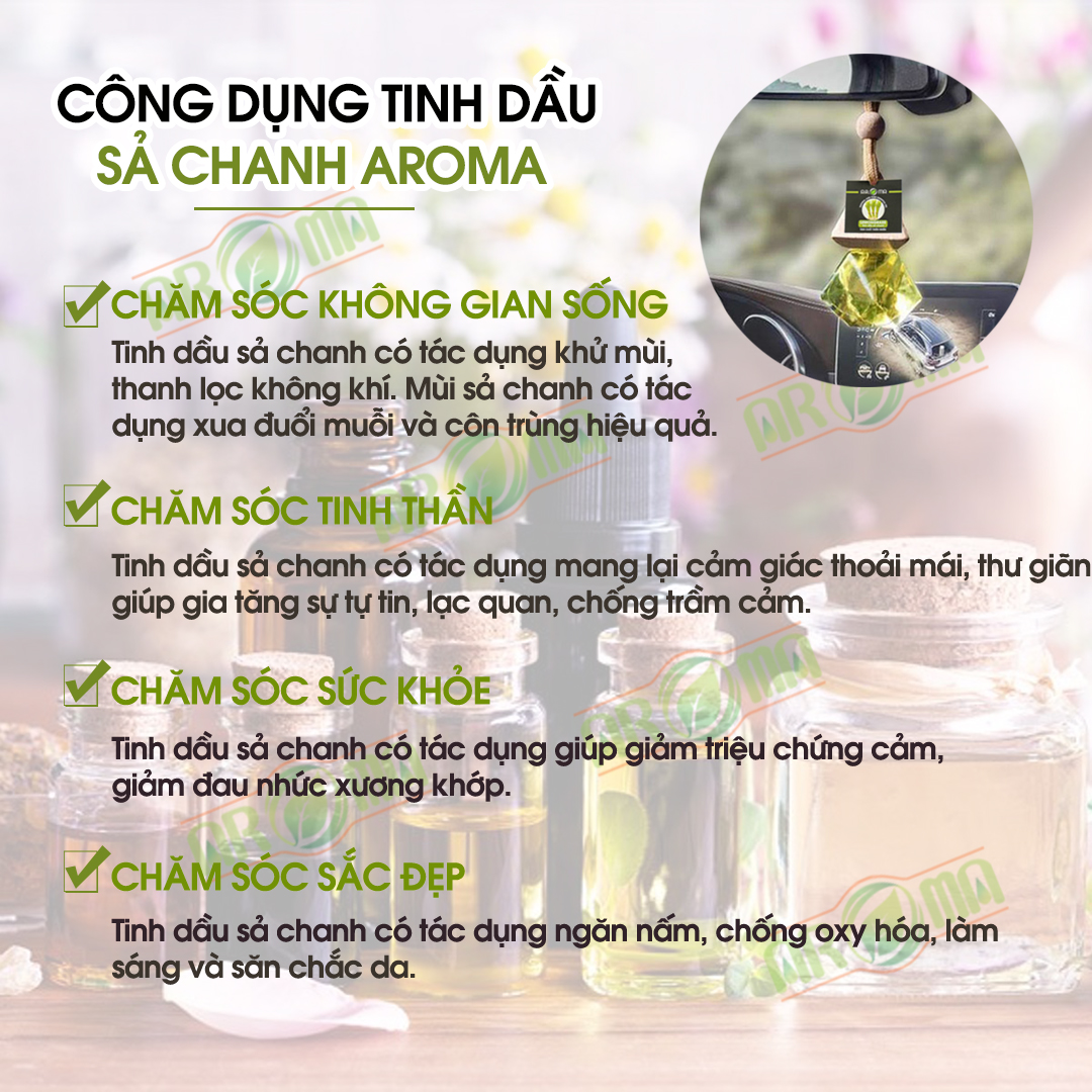 Tinh dầu Sả Chanh AROMA Lemongrass Essential oil, tinh dầu thơm phòng, khử mùi, thanh lọc không khí, đuổi muỗi