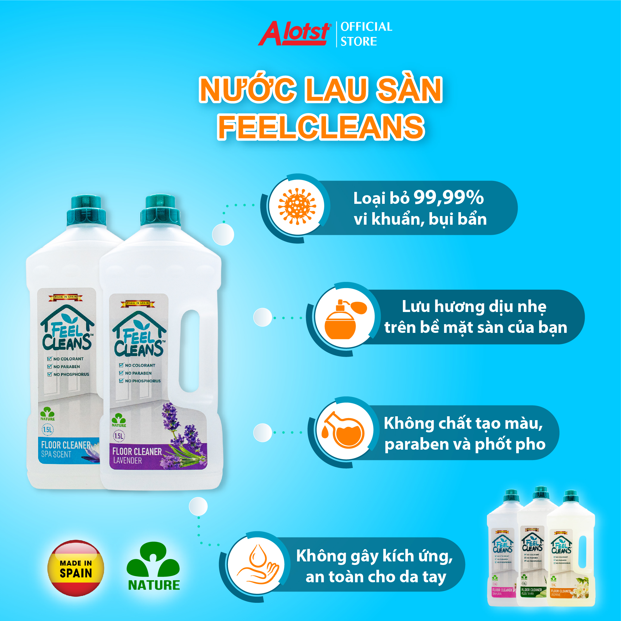 Nước lau sàn FeelCleans 1,5 Lít