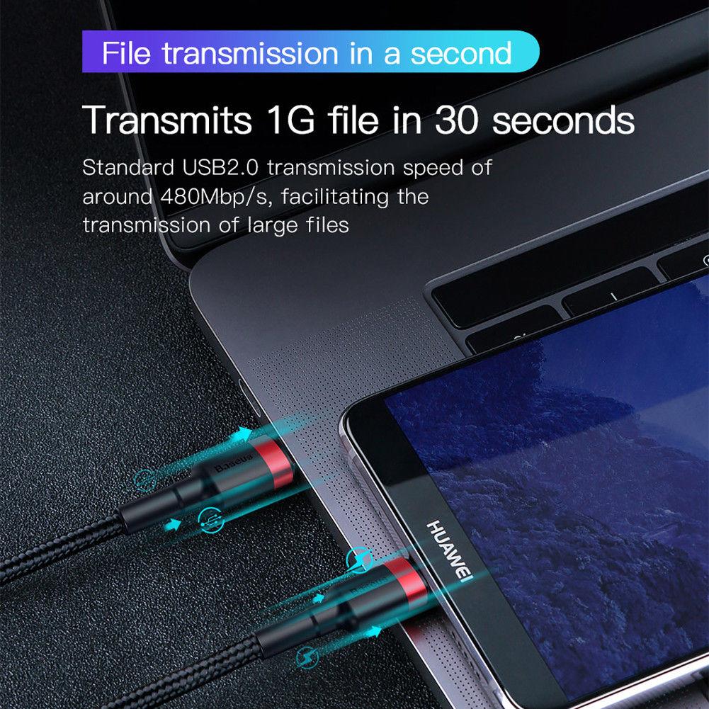 Cáp sạc nhanh Dài 1M truyền Data tốc độ cao Baseus Cafule C to C cho Smartphone/ Tablet / Macbook/ Laptop Type C (3A, 60W, Power Delivery, QC3.0 Quick Charge Cable)
