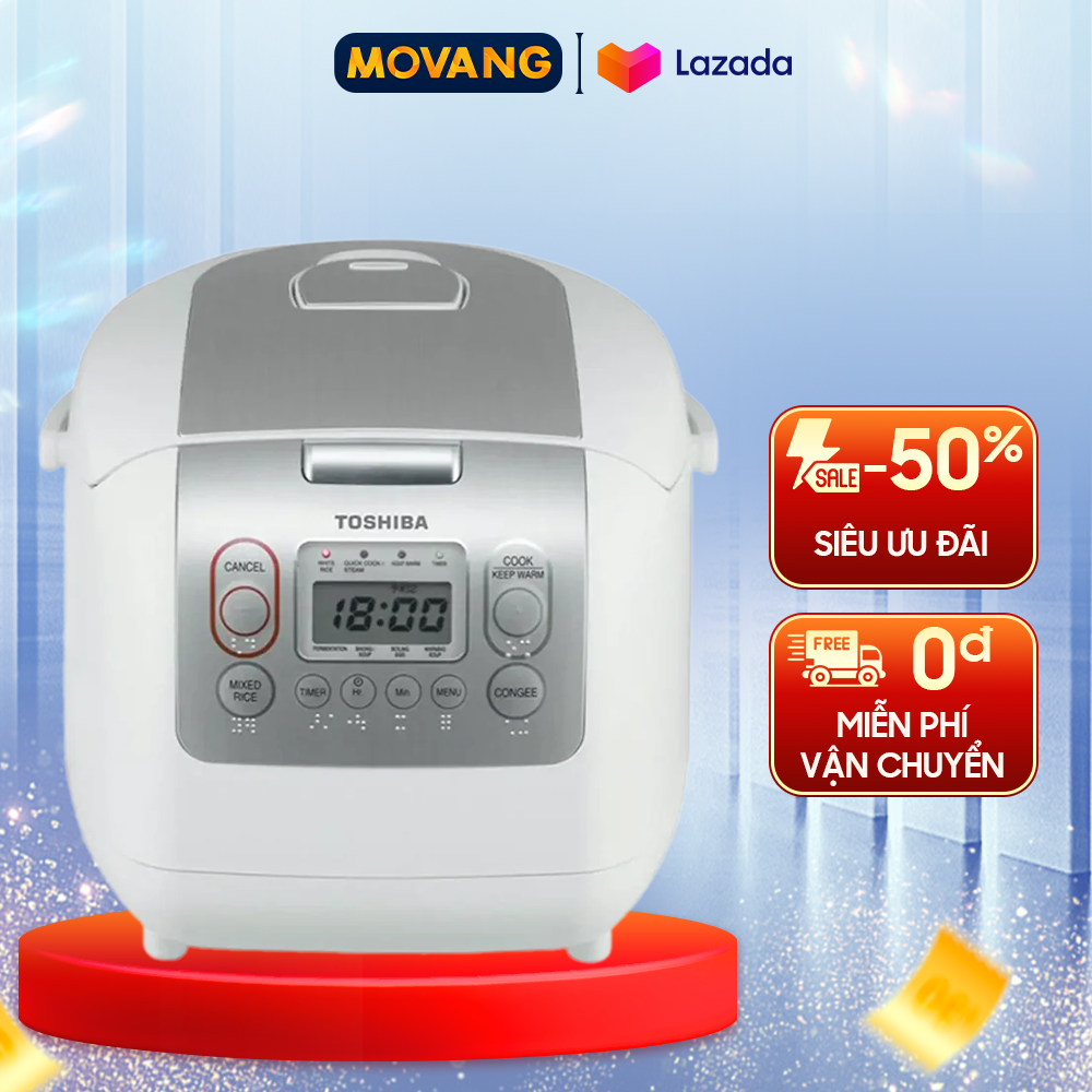 [GIAO TẠI HCM] - Nồi cơm điện Toshiba RC-10NMFVN(WT) - Dung tích 1 lít công suất 560W lòng nồi được làm bằng hợp kim nhôm tráng men chống dính - Bảo hành 12 tháng