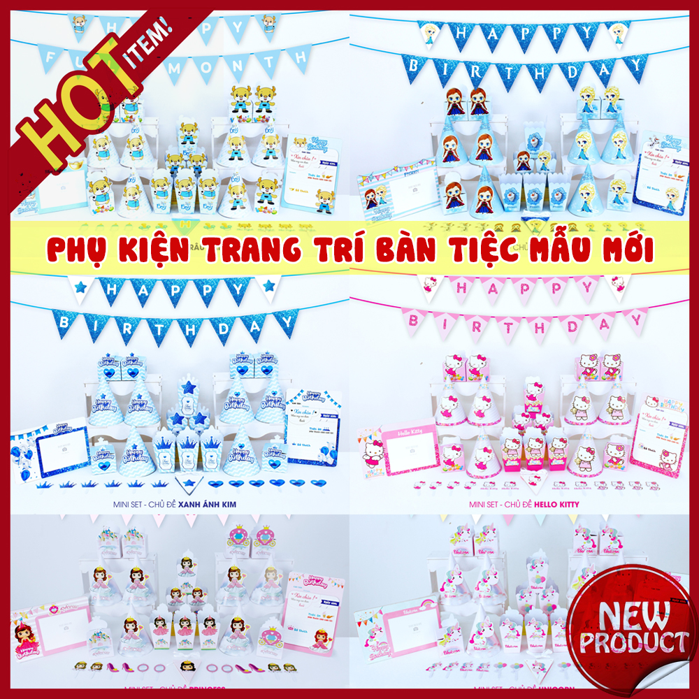 [HCM]Set Mega Trang Trí Sinh Nhật Để Bàn Chủ Đề
