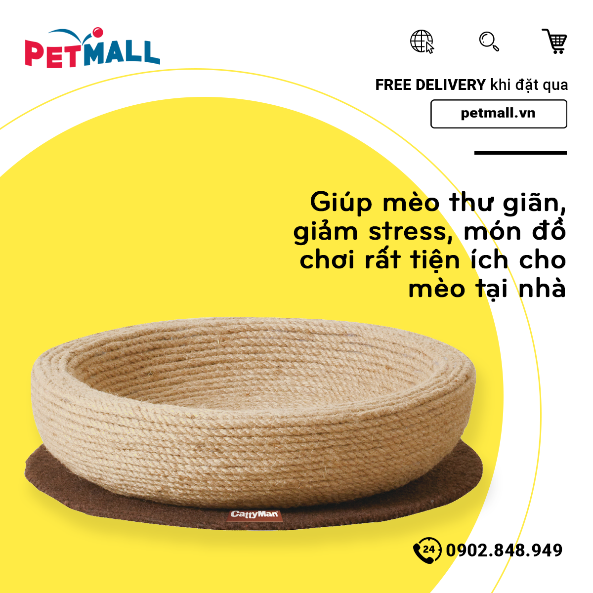 Nôi cào móng CattyMan Scractcher - Dây thừng Petmall
