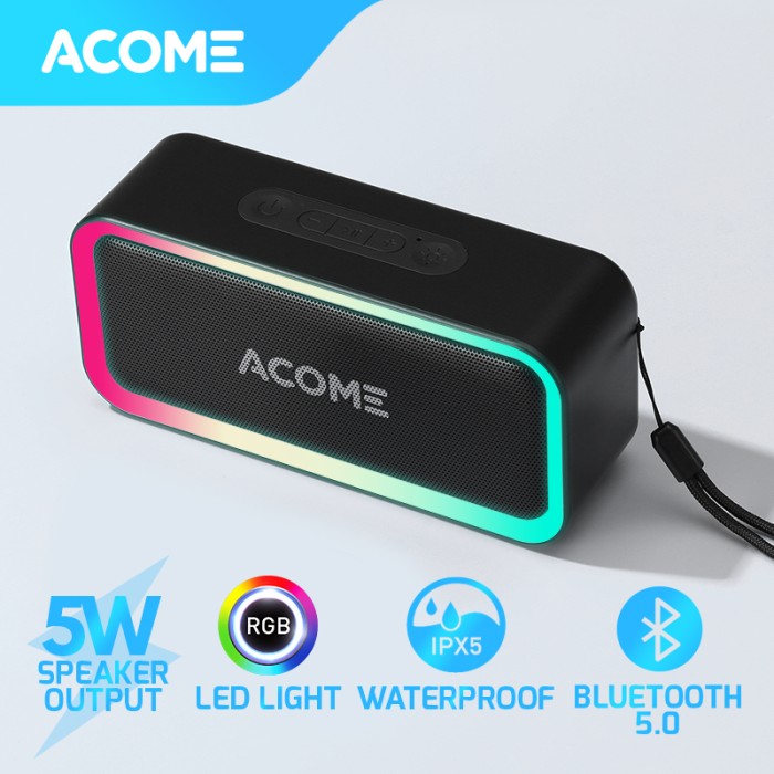 [HCM][Bảo Hành 12 tháng] ACOME A6 Loa Bluetooth 5.0 công suất 5W với LED RGB Hỗ trợ TWS ghép đôi 2 loa Âm thanh vòm 360 độ kết hợp bass trầm thời gian nghe nhạc 6H - HÀNG CHÍNH HÃNG