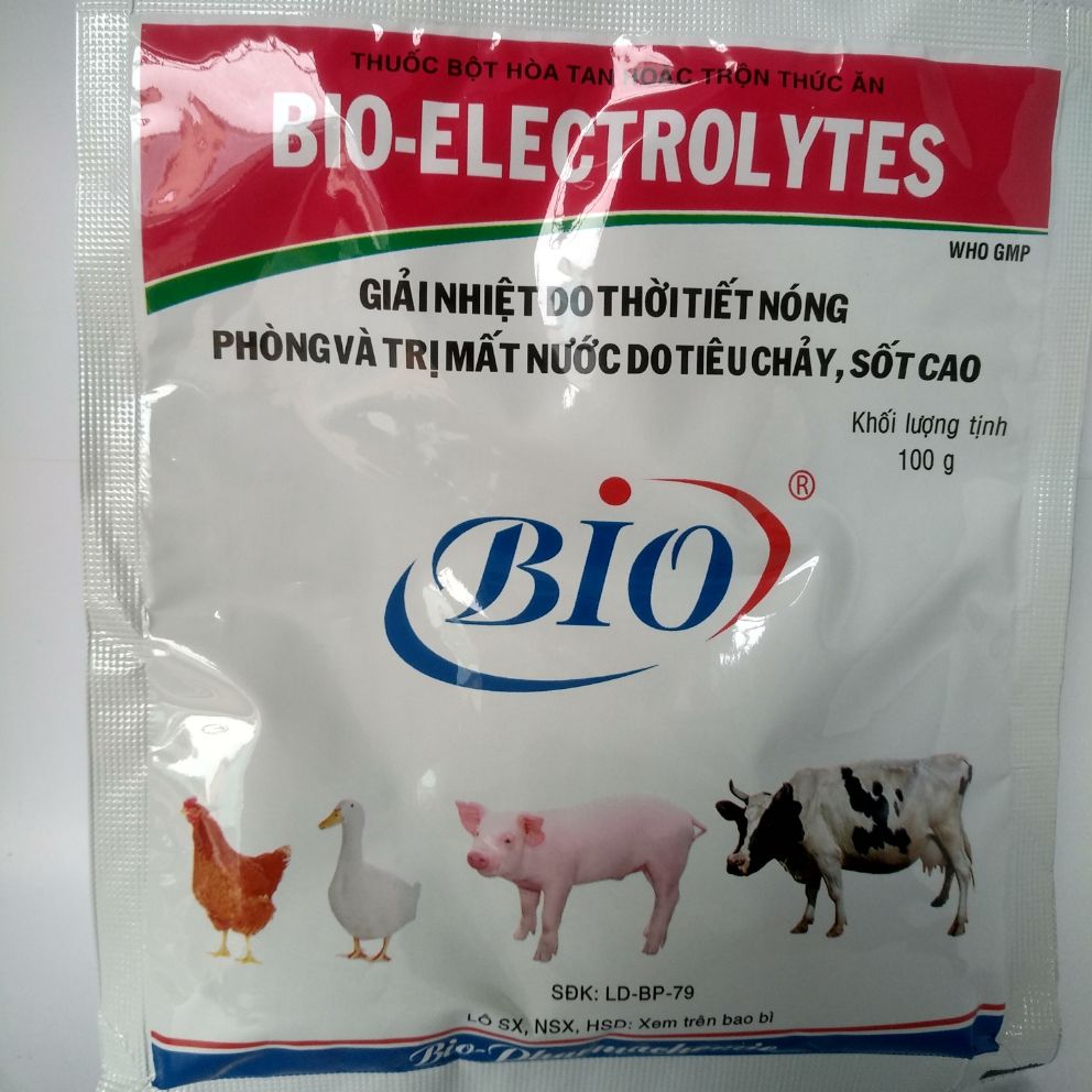 BIO ELECTROLYTES GIẢI NHIỆT DO THỜI TIẾT NÓNG, MẤT NƯỚC DO TIÊU CHẢY, SỐT CAO GÓI 100g