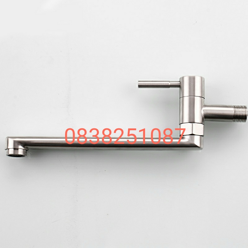 Vòi hồ mỏ dài inox 304 xoay 360