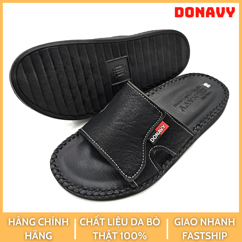 Dép Quai Ngang Da Cao Cấp DONAVY, Thiết Kế Cực Kỳ Trẻ Trung, Có Size Lớn 45  D.V68