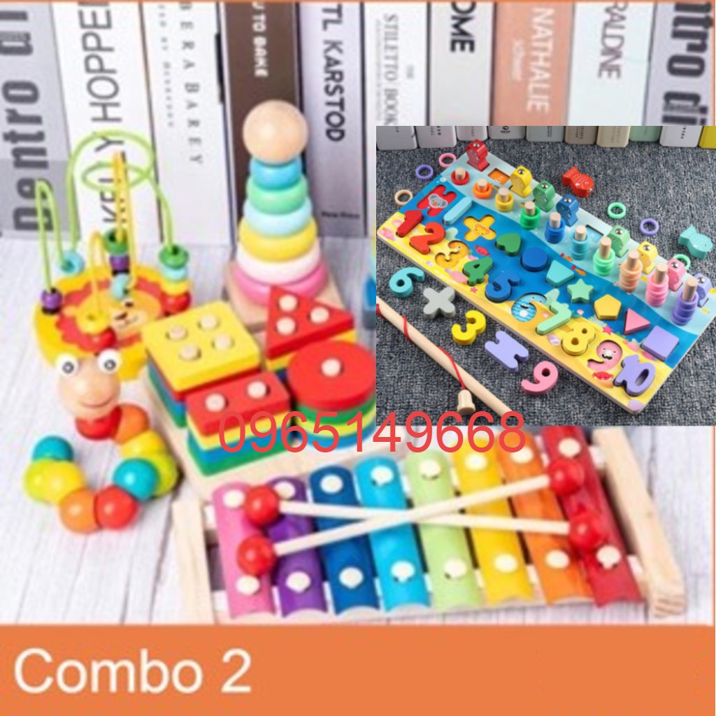 Combo 7 bộ đồ chơi gỗ thông minh cho bé