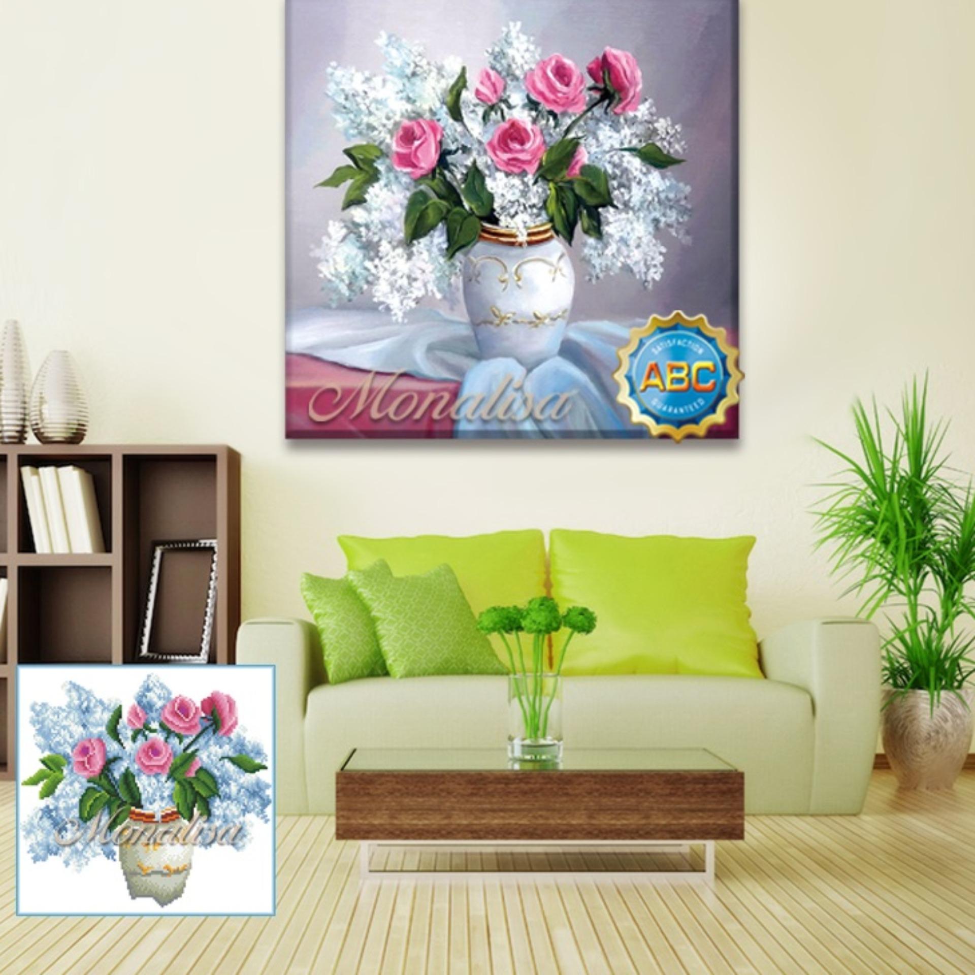 Tranh đính đá Bình hoa hồng Y8205 50x50cm