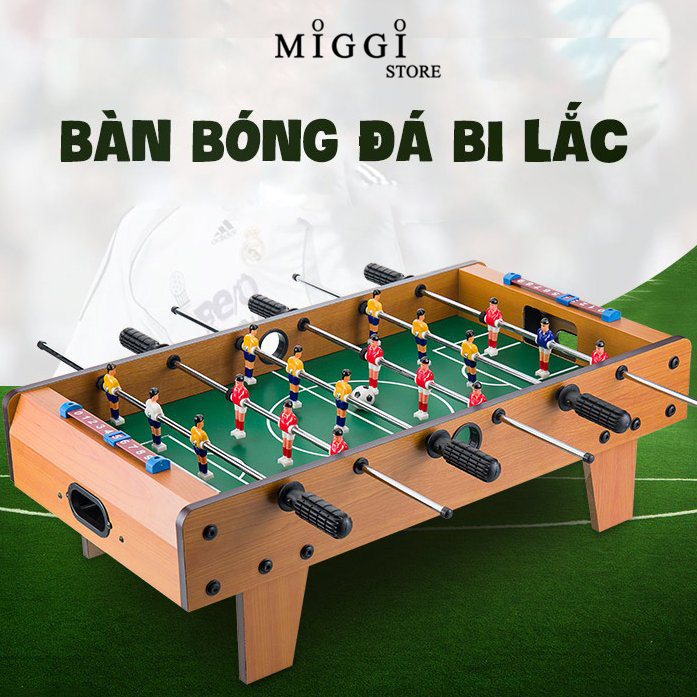 Bàn chơi bi lắc - Đồ Chơi Bàn Bóng Đá Bi Lắc Trẻ Em Chính Hãng - Bàn Bóng Đá Table Top Foosball (Gỗ MDF) - 6 Hàng Cầu Thủ