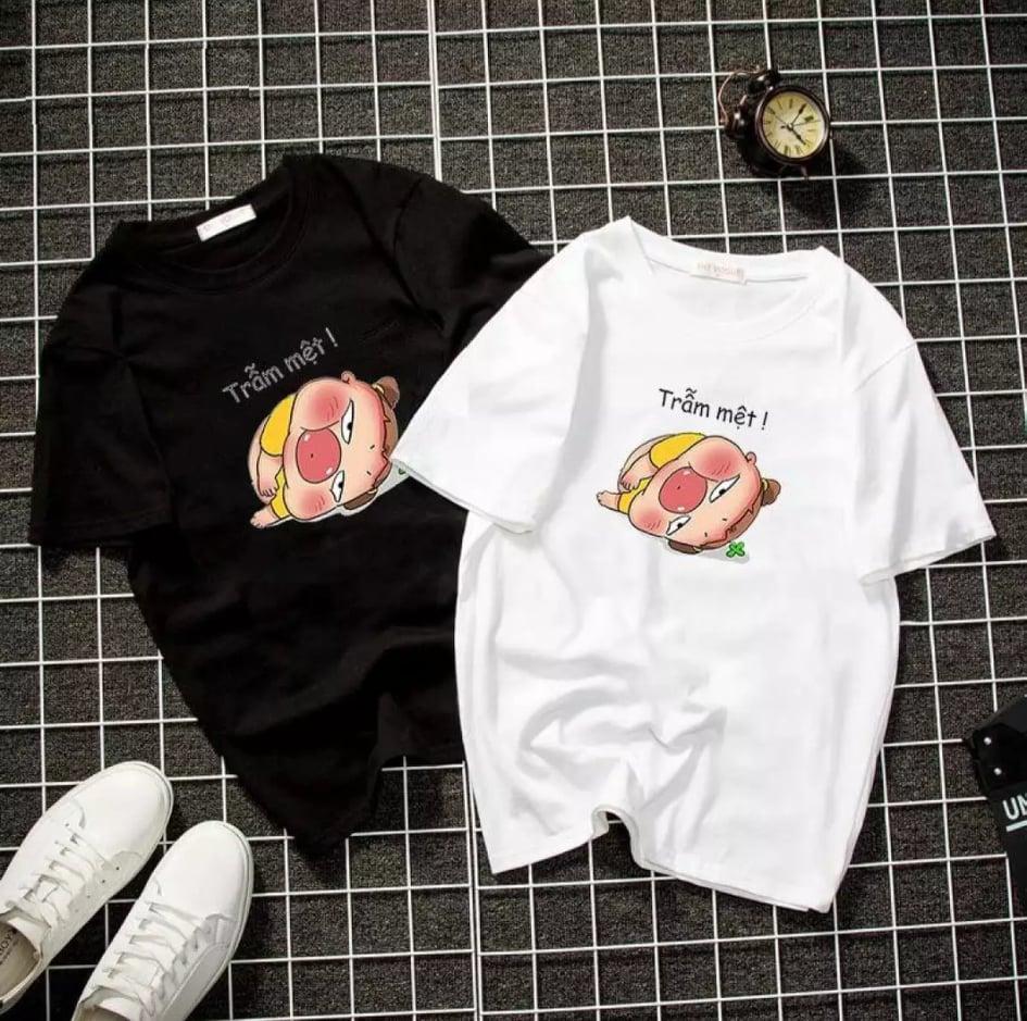 XẢ HÀNG - ĐỒNG GIÁ 19K Áo thun nữ form rộng in hình Quỳnh Aka * Trẫm Mệt * dễ thương, vải dày mịn mát