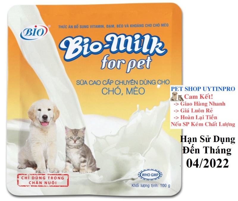 SỮA CHO PET THÚ CƯNG CHÓ MÈO BIO MILK GÓI 100G Xuất xứ Việt Nam