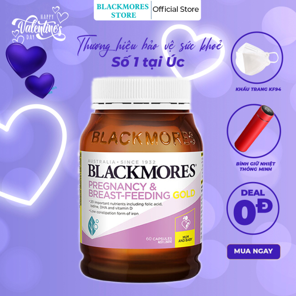 Blackmores Pregnancy And Breast Feeding Gold - Viên uống bổ sung vitamin tổng hợp cho bà bầu 60 viên Blackmores , giúp mẹ và bé phát triển toàn diện