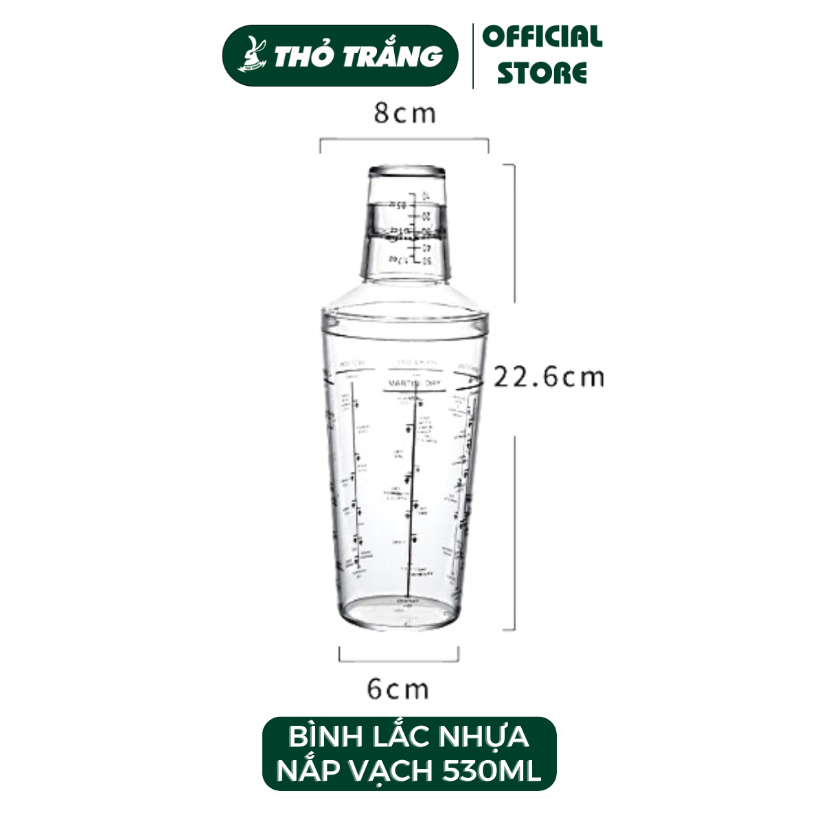 Bình lắc Shaker pha chế nhựa chia vạch và inox (350ml 500ml 700ml 1000ml)