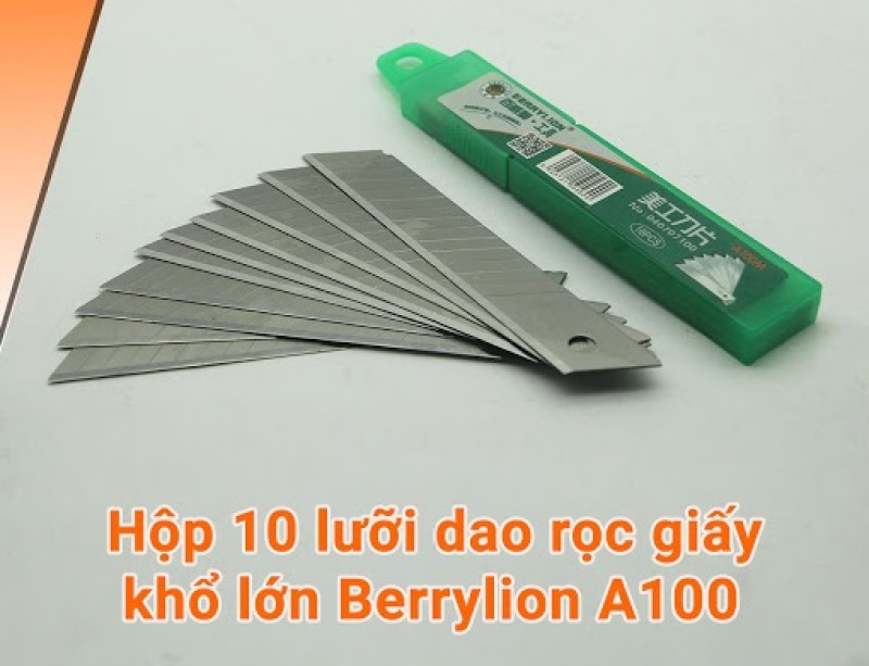 [HCM]Hộp 10 lưỡi dao rọc giấy Berrylion khổ lớn A100
