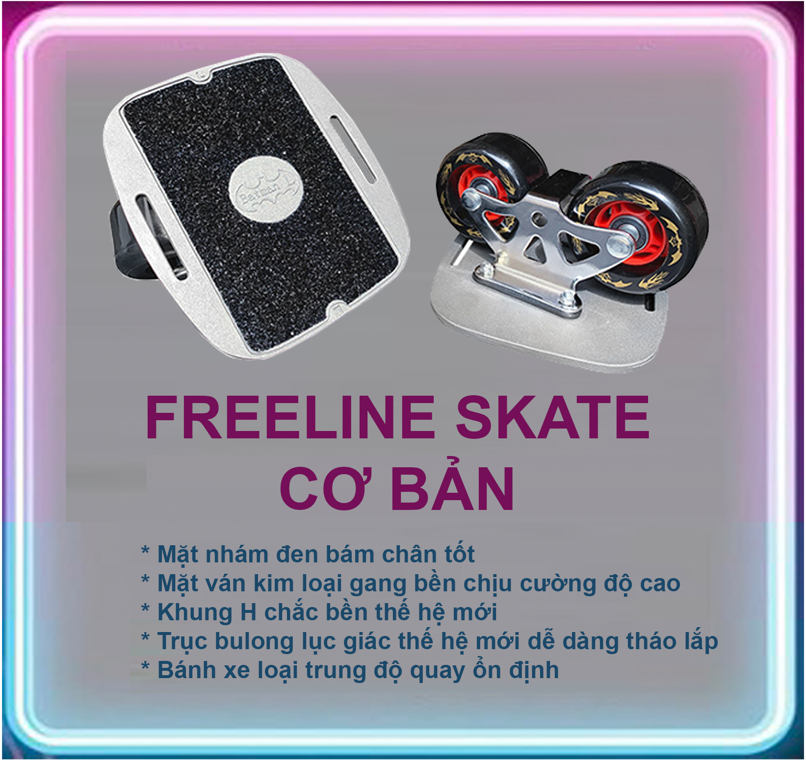 (CƠ BẢN) VÁN TRƯỢT SẮT FREELINE SKATE BÁNH TRUNG (SIÊU BỀN, NHẸ VÀ LƯỚT)