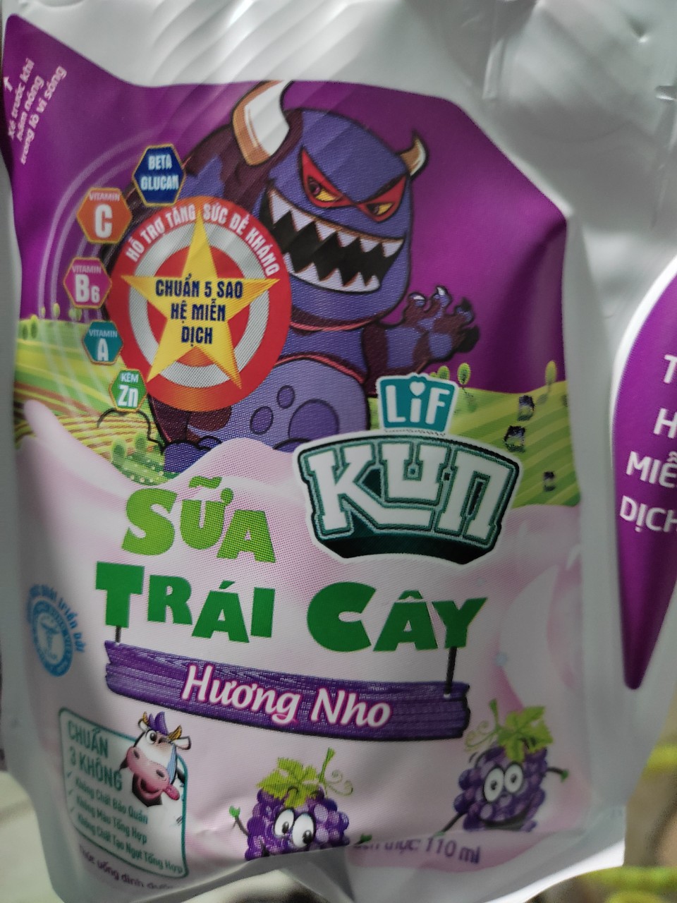 Combo 6 túi sữa chua uống LiF Kun 110ml bade