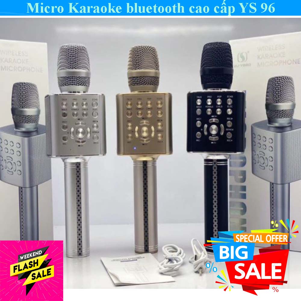 [HCM]Mic hát Karaoke Bluetooth Micro Bluetooth Hát Karaoke Không Dây Micro Karaoke bluetooth cao cấp YS 96 Nghe Nhạc Cực Hay Âm Bass Cực ĐỈnh Mic Bắt Giọng Rất Tốt Hỗ Trợ Kết Nối USB Thẻ Nhớ Cổng 3.5 Nhiều Màu Sắc BH 1 đổi 1.