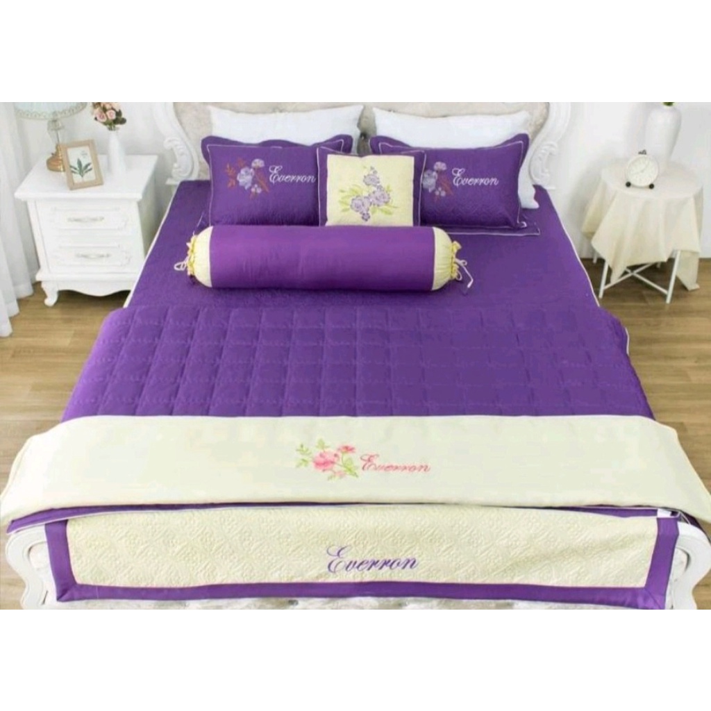 BỘ CHĂN GA TRẦN BÔNG SATIN 7 MÓN