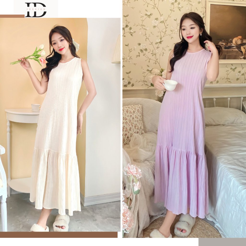 Váy Suông Đuôi Cá Vải Đũi Gân Hàn Chất Vải Mát Phom Suông Basic Dễ Mặc V01