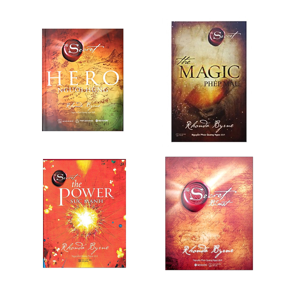 Combo 4 cuốn the secret , hero người hùng + secret bí mật + magic phép màu + power sức mạnh