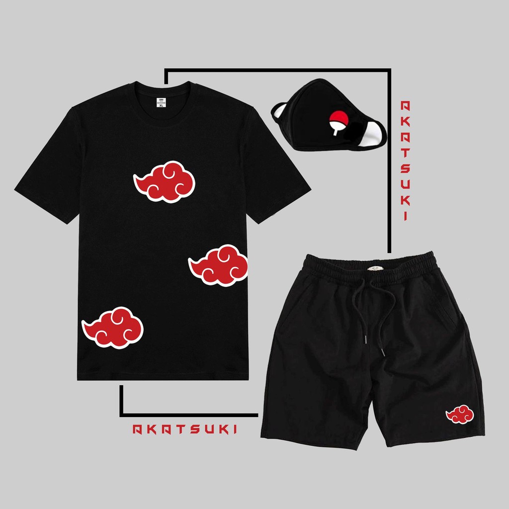 HÀNG ĐỘC BST combo áo thun + quần short Naruto Akatsuki Itachi Uchiha tặng kèm kt cực HOT