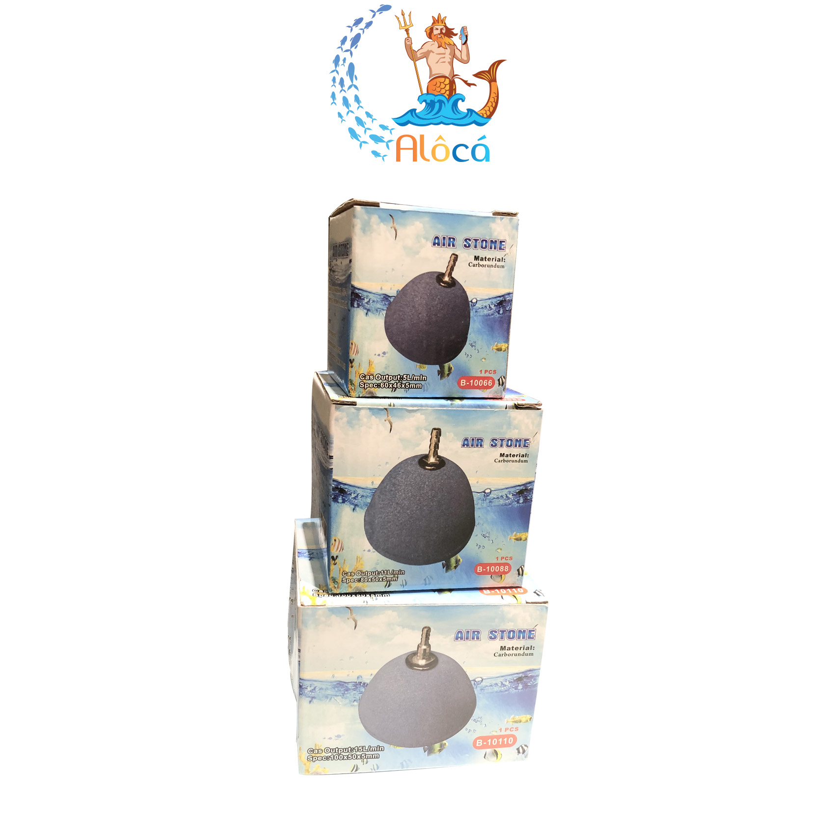 Quả sủi oxy hình nón phi 6 cm, 8 cm, 10 cm cho bể cá cảnh, hồ cá Koi.