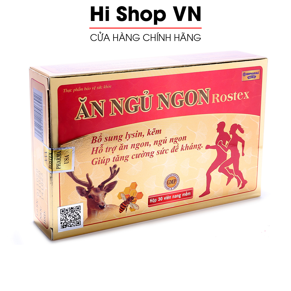 Viên ăn ngủ ngon Rostex loại bỏ mất ngủ, căng thẳng, stress, tăng cường sức đề kháng - Hộp 30 viên
