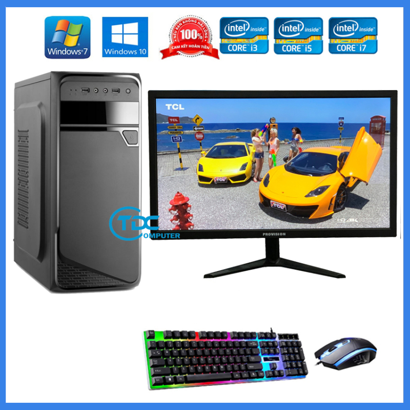 Bảng giá Bộ máy tính để bàn PC Gaming + Màn hình 24 inch Provision Cấu hình core i3, i5 i7 Ram 8GB, SSD 240GB + Quà Tặng bàn phím chuột chuyên Game LED Phong Vũ