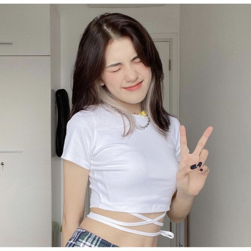 Áo thun Croptop Đan Eo Sexy Dây Buộc Eo Gợi Cảm