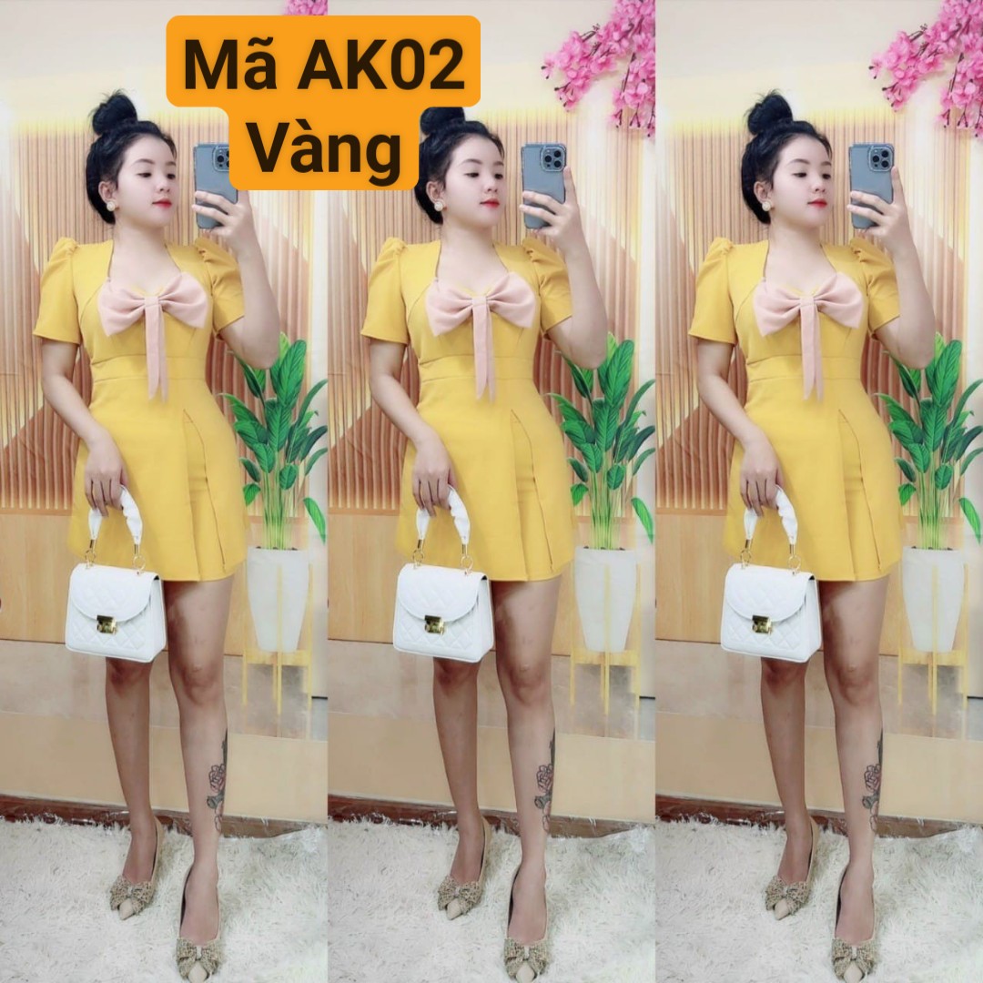 SÉT ĐẦM KÈM QUẦN-PHỐI NƠ DỄ THƯƠNG.MÃ AK02