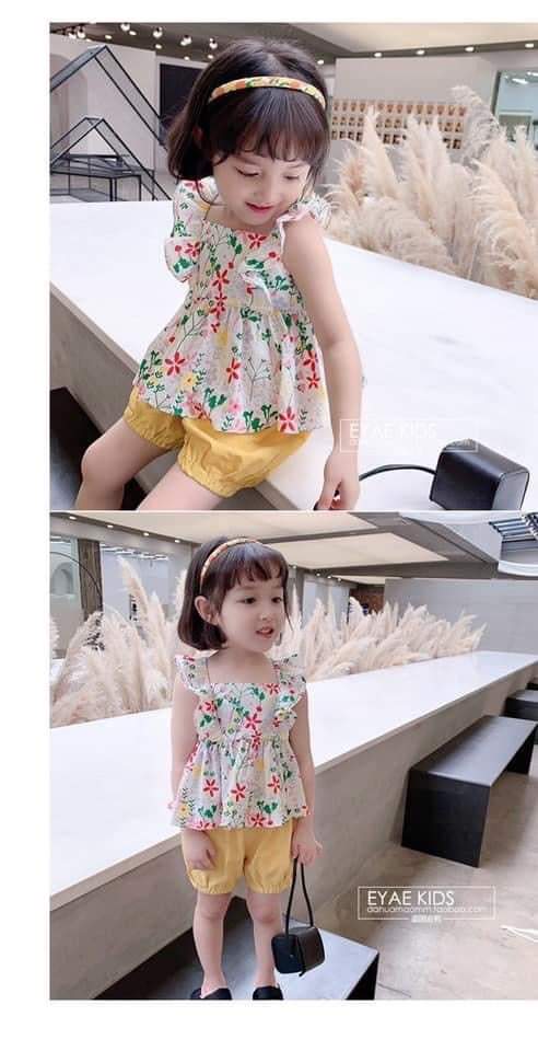 Bộ Đồ Bé Gái , Bộ Bé Gái Chất Đũi  Siêu Mát