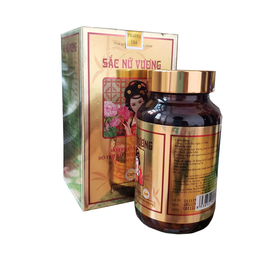 Sắc Nữ Vương Hỗ trợ làm đẹp da, cải thiện tình trạng suy giảm sinh lý nữ Lọ 60 viên