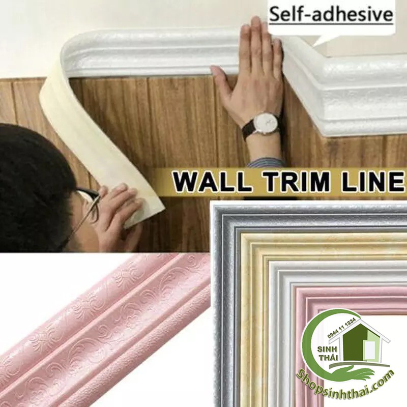 [HCM]Xốp dán len tường màu trắng - phào chỉ dán khung tranh - dán chỉ tường - [8cm x dài 230cm] có sẵn keo