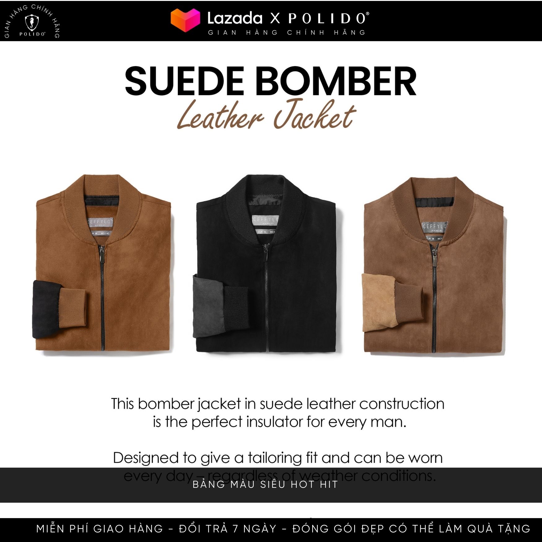 Áo Khoác Bomber Nam Phối Màu Chất Da Lộn Thời Trang