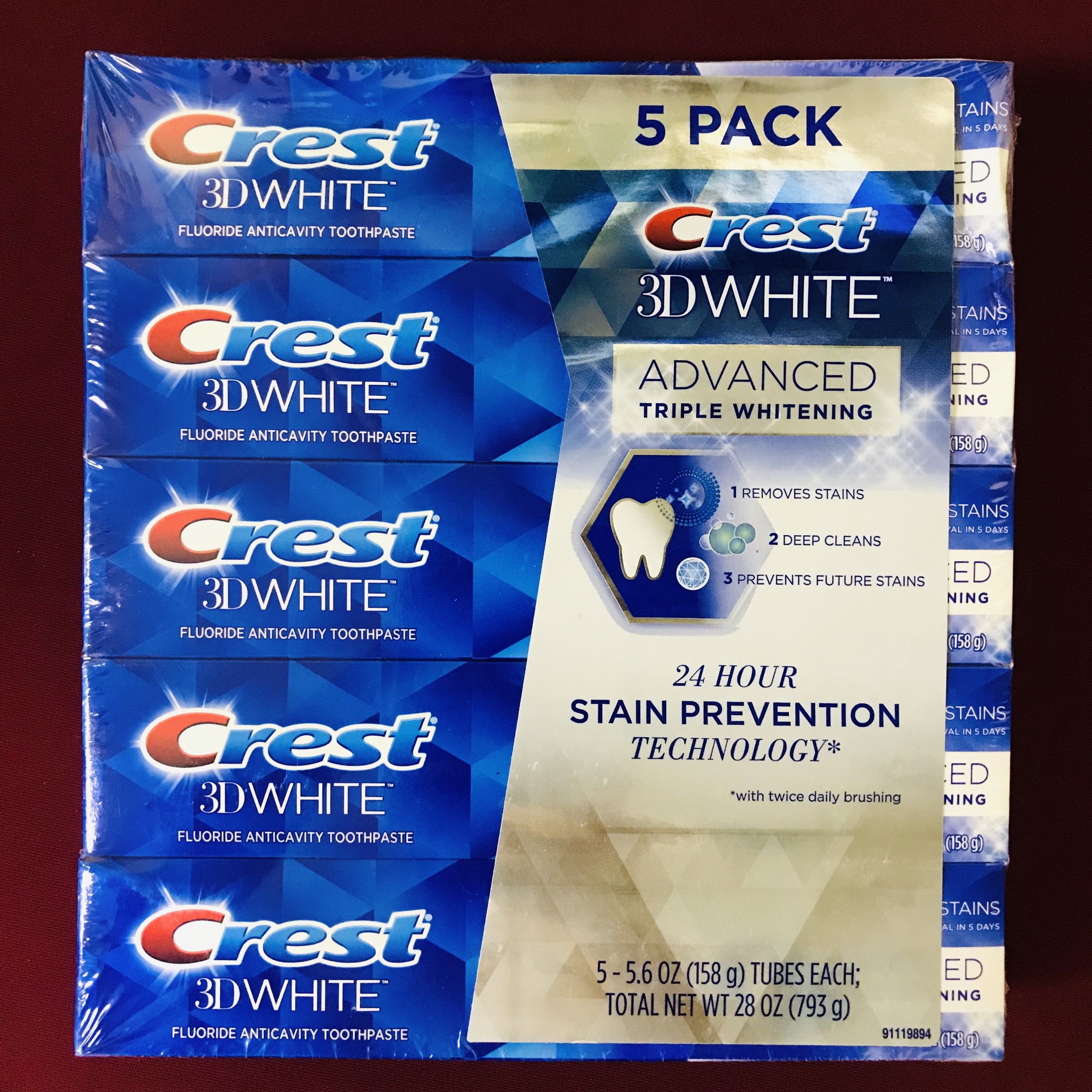 [CHÍNH HÃNG GIÁ SỈ] Kem Đánh Răng Crest 3D White Advanced Triple Whitening 158g