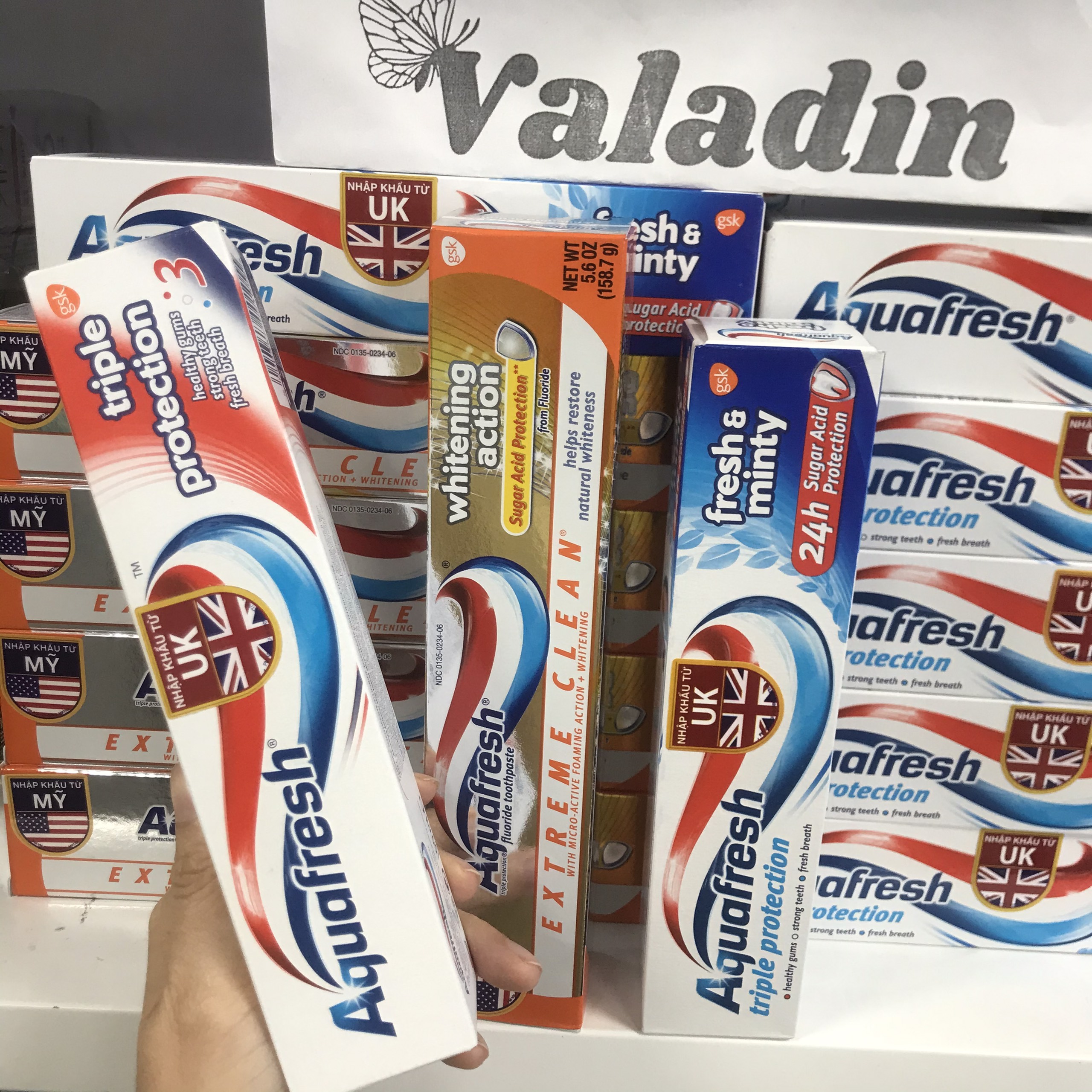 Toothpaste Aquafresh [US] Triple Protection/fresh mint/whitening action toothpaste white teeth kđr mint toothpaste-valadin