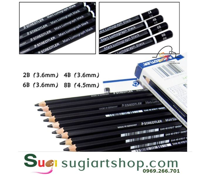 Bút Chì Than Staedtler Đức Mars Lumograph Black Cao Cấp 100B [ Sugi art shop ]