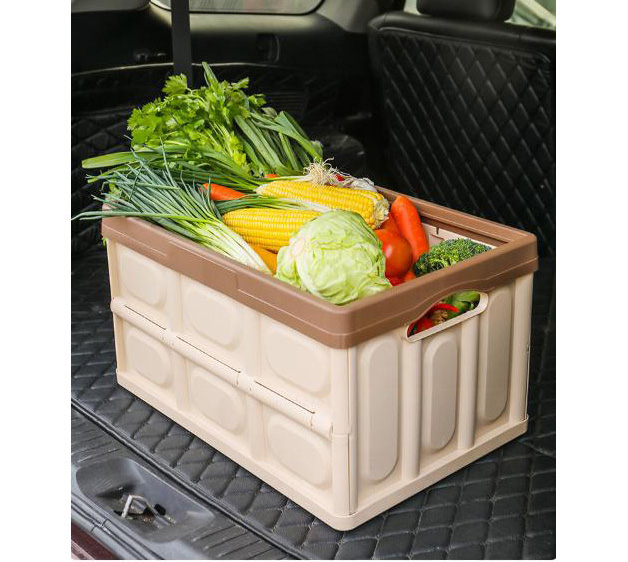 Practical foldable car trunk storage Box Car Trunk Organizer storage box smart fold holder-brown border
