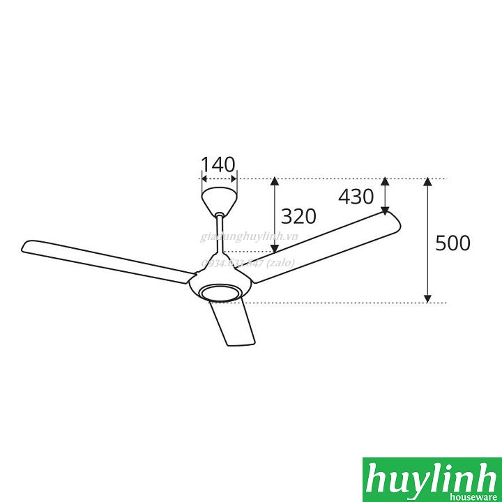 [HCM]Quạt trần cánh sắt Sinwa S60 - 3 cánh