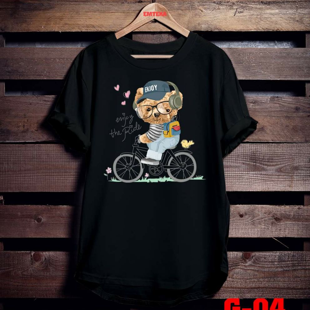 [HCM]Áo thun TAY NGẮN Gấu enjoy the Ride (TAY LỠ IB)