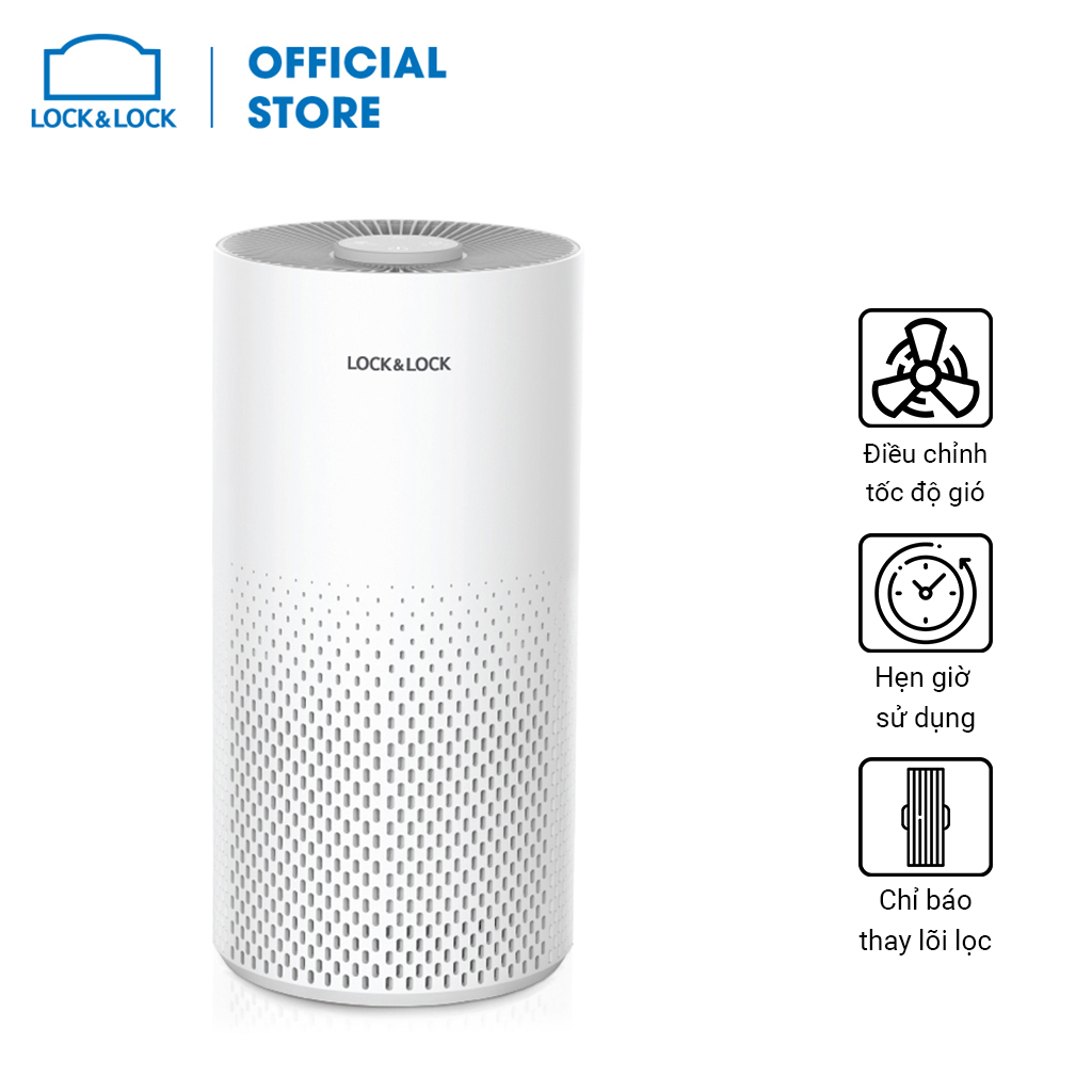 [Duy nhất 23.8 - Mua ngay] ENP126WHT - Máy Lọc Không Khí Lock&Lock - Lọc sạch bụi mịn, 3 tốc độ gió, hẹn giờ, Đèn báo khi thay lõi lọc - Hàng chính hãng - BH 2 năm