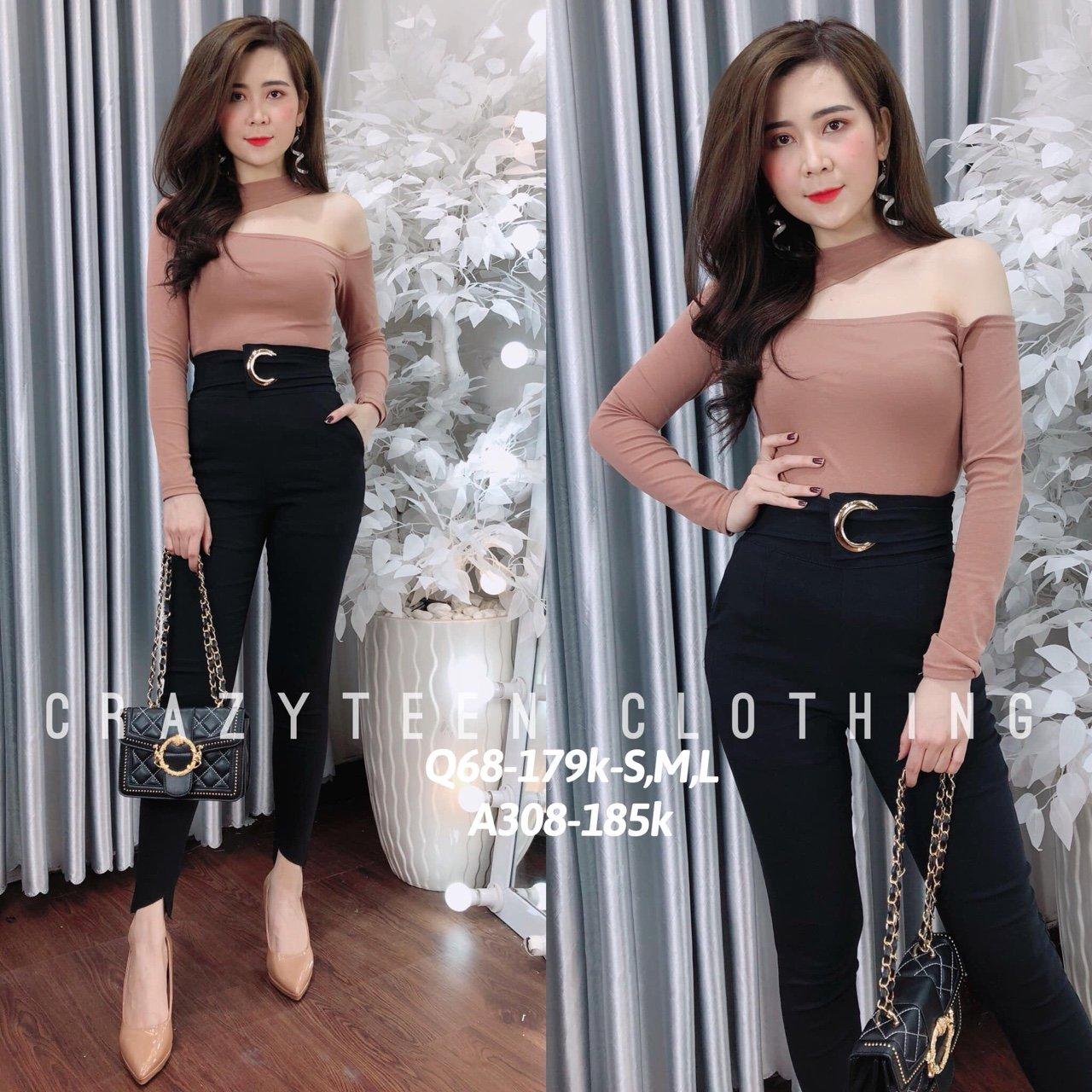 Áo thun tay dài form body lệch 1 bên vai cá tính TTS0212